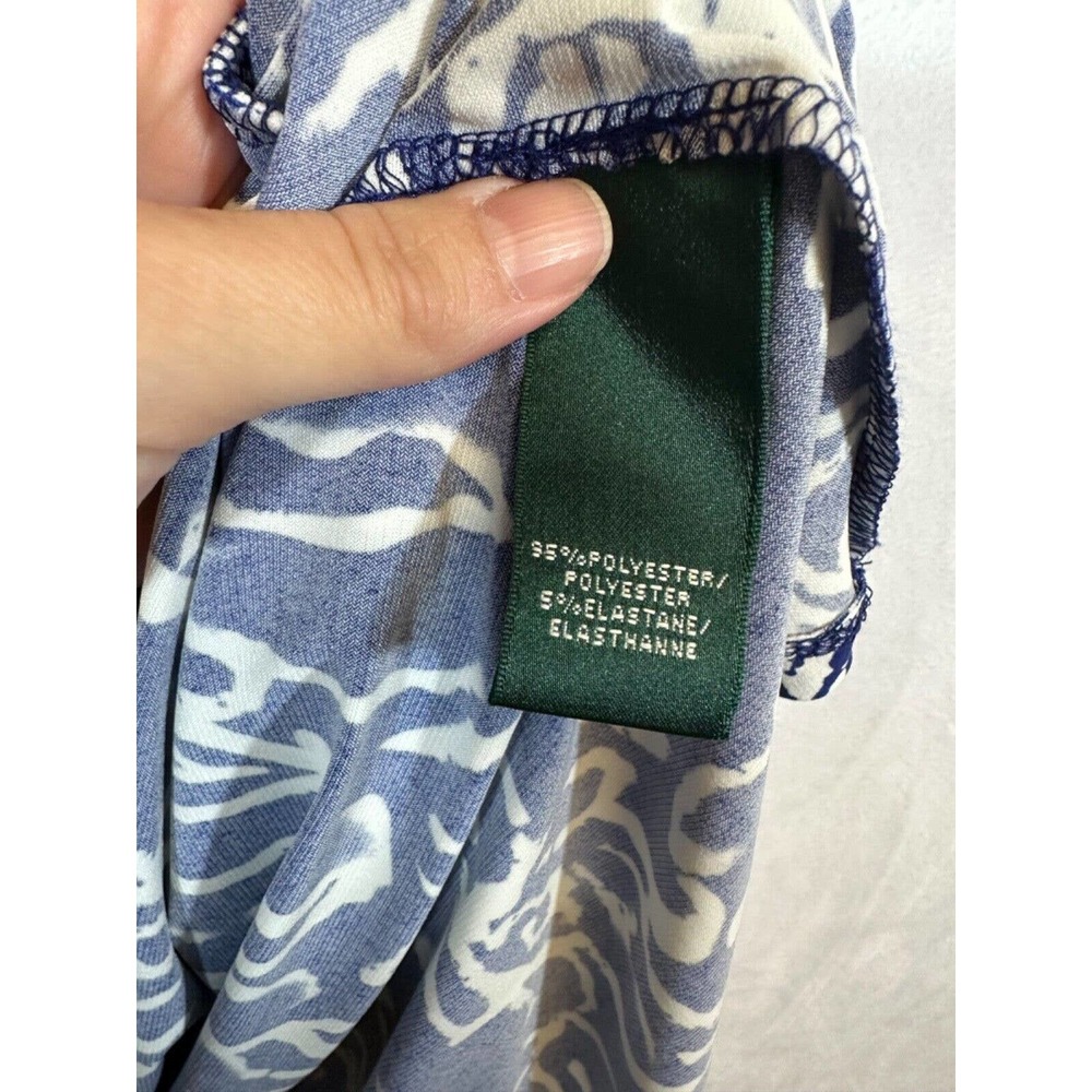 LAUREN RALPH LAUREN BLUE WHITE WRAP STYLE DRESS SIZE 8 Faux Wrap Career A27 - Picture 2 of 7